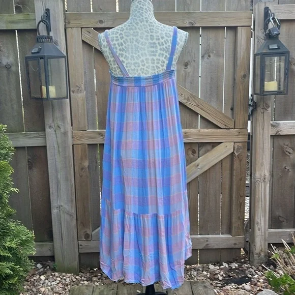 LOFT Plaid Smocked Pocket Midi Dress Size XS - Picture 4 of 8